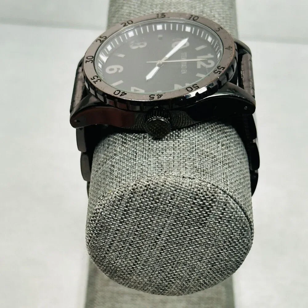 Steve Madden Watch Mens 48mm Dark Gray Rotating Bezel New Battery